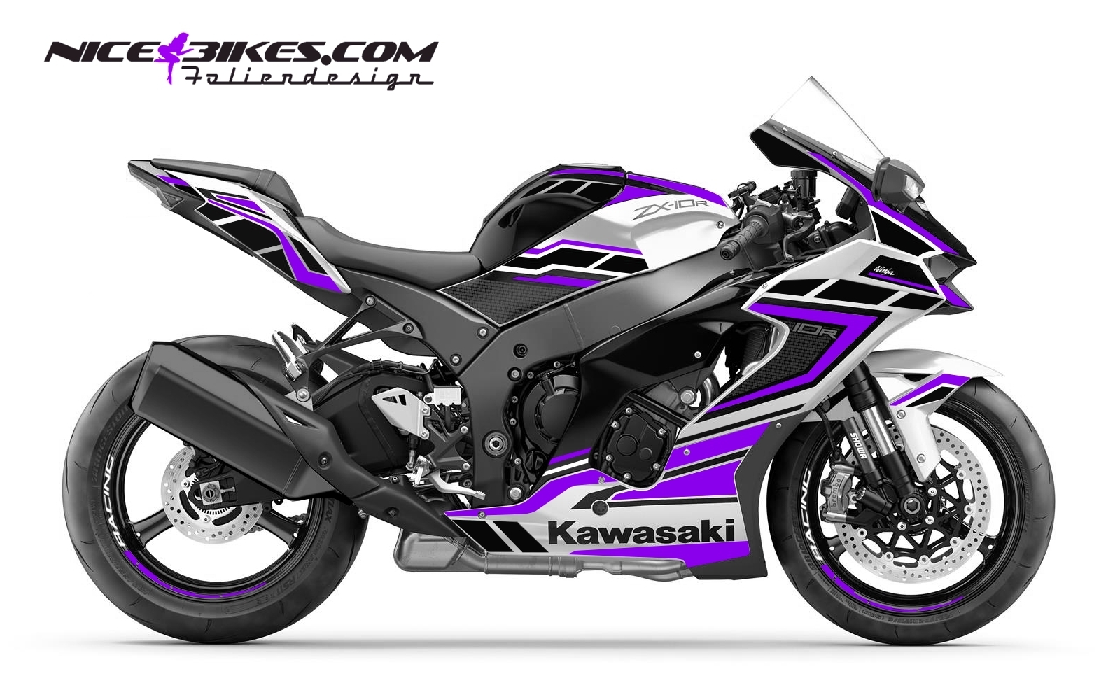 Motorrad Foliendesigns und Dekore - Foliendesign Kawasaki ZX-10R 23 Manga Violett - K.ZX10.S23W.080 Manga Violett Foliendesign Kawasaki ZX-10R 23 Manga Violett