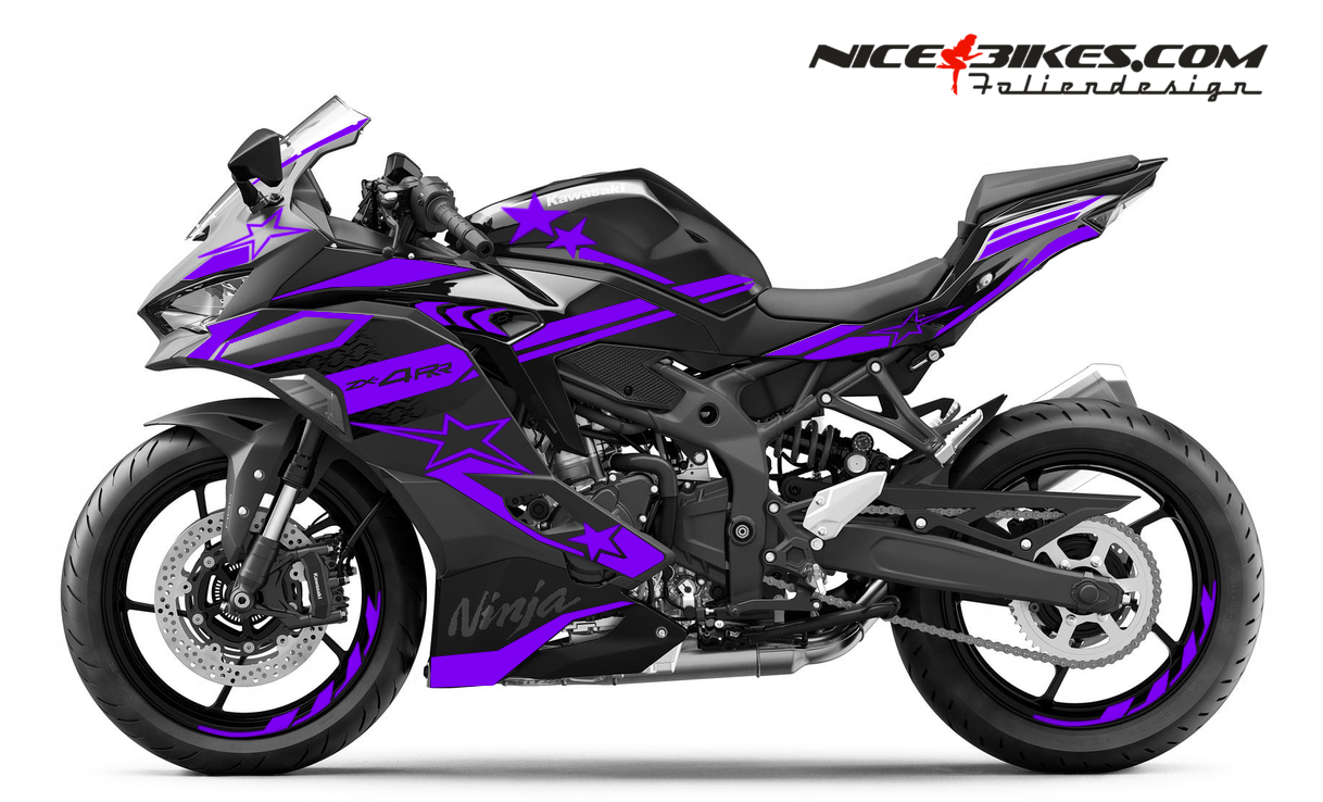 Motorrad Foliendesigns und Dekore - Foliendesign Ninja ZX-4RR 2026 Manga Violett - K.ZX4RR.26.080 Manga Violett Foliendesign Ninja ZX-4RR 2026 Manga Violett