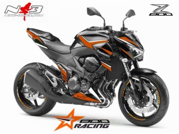 Motorrad Foliendesigns und Dekore - Shop - Kawasaki Z800 NB orange Z800 Foliendekor orange auf schwarzer Maschine