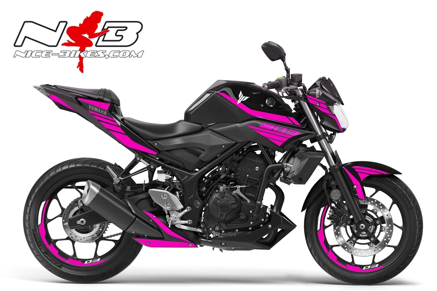 Motorrad Foliendesigns und Dekore - MT03 pink auf schwarzer Maschine 2019 - MT03 schwarz pink MT03 pink auf schwarzer Maschine 2019