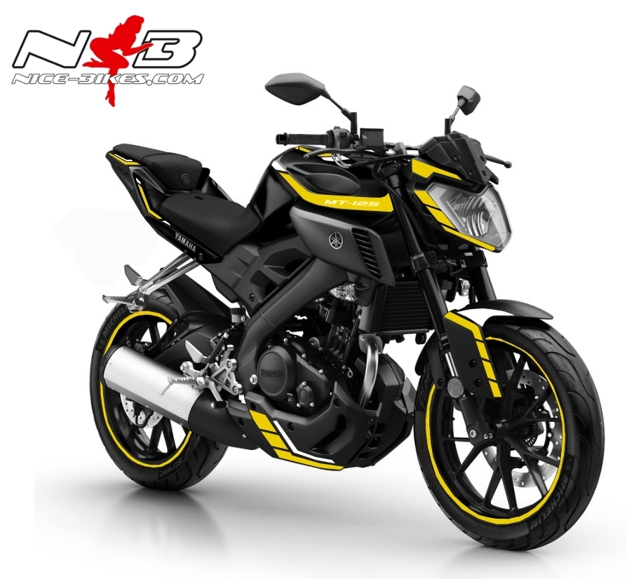 Motorrad Foliendesigns und Dekore - MT125 gelb auf schwarzer Maschine - MT125 gelb MT125 gelb auf schwarzer Maschine