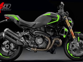 Motorrad Foliendesigns und Dekore - Shop - Monster 1200S 18 Grey limegreen Monster 1200 limegreen auf grauer Maschine