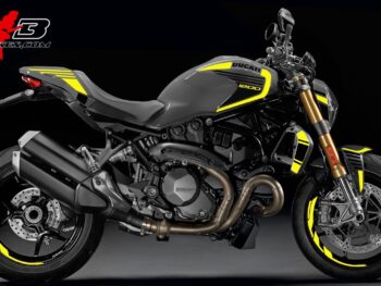 Motorrad Foliendesigns und Dekore - Shop - Monster 1200S 18 Grey neongelb Monster 1200 gelb auf grauer Maschine