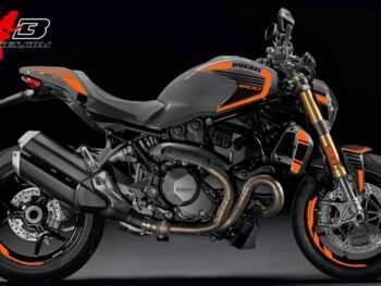 Motorrad Foliendesigns und Dekore - Shop - Monster 1200S 18 Grey orange Monster 1200 orange auf grauer Maschine