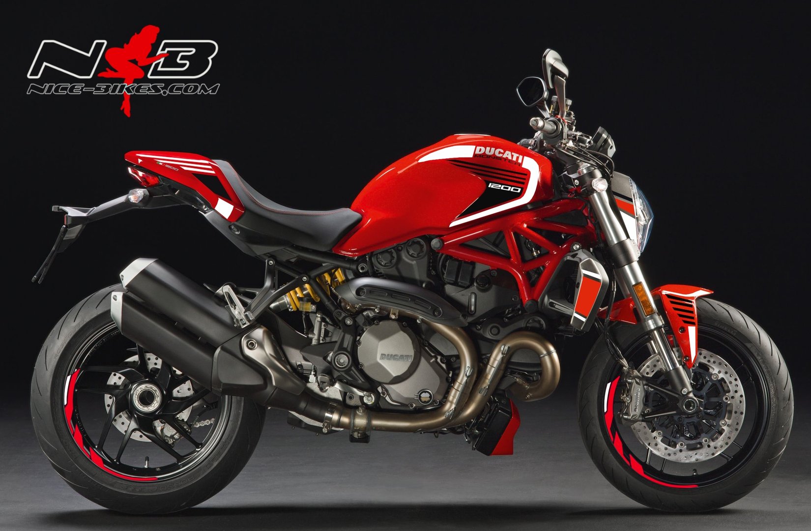 Motorrad Foliendesigns und Dekore - Monster 1200 weiß/rot auf roter Maschine - Monster 1200 rot Monster 1200 weiß/rot auf roter Maschine