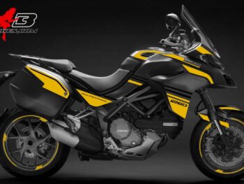 Multistrada 1260 gelb auf grauer Maschine