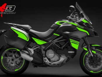 Multistrada 1260 limegreen auf grauer Maschine