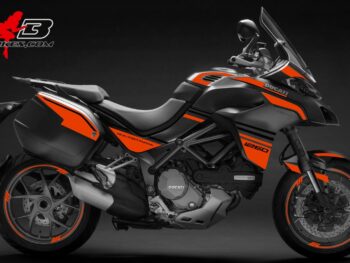 Multistrada 1260 orange auf grauer Maschine