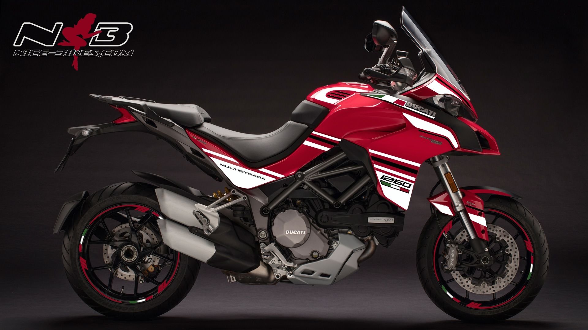 Motorrad Foliendesigns und Dekore - Multistrada 1260 tricolor auf roter Maschine - Multistrada 1260 MY18 Rot tricolor Multistrada 1260 tricolor auf roter Maschine