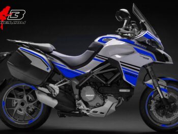 Multistrada 1260 blau auf weißer Maschine
