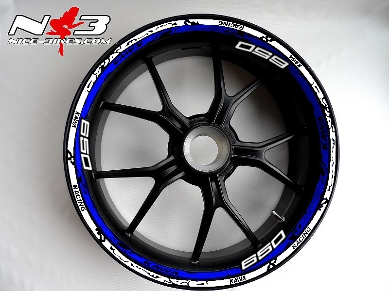 Motorrad Foliendesigns und Dekore - RACE STYLE Ninja 650 blau/weiß - Ninja 650 blau weiss RACE STYLE Ninja 650 blau/weiß