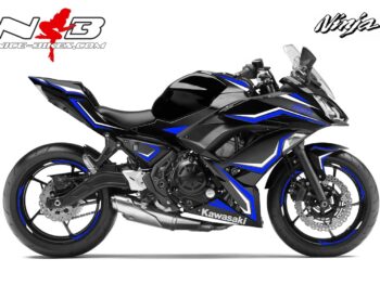 Ninja 650 Foliendekor blau/weiß für Schwarze Maschine