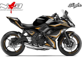 Ninja 650 Foliendekor gold/weiß für Schwarze Maschine