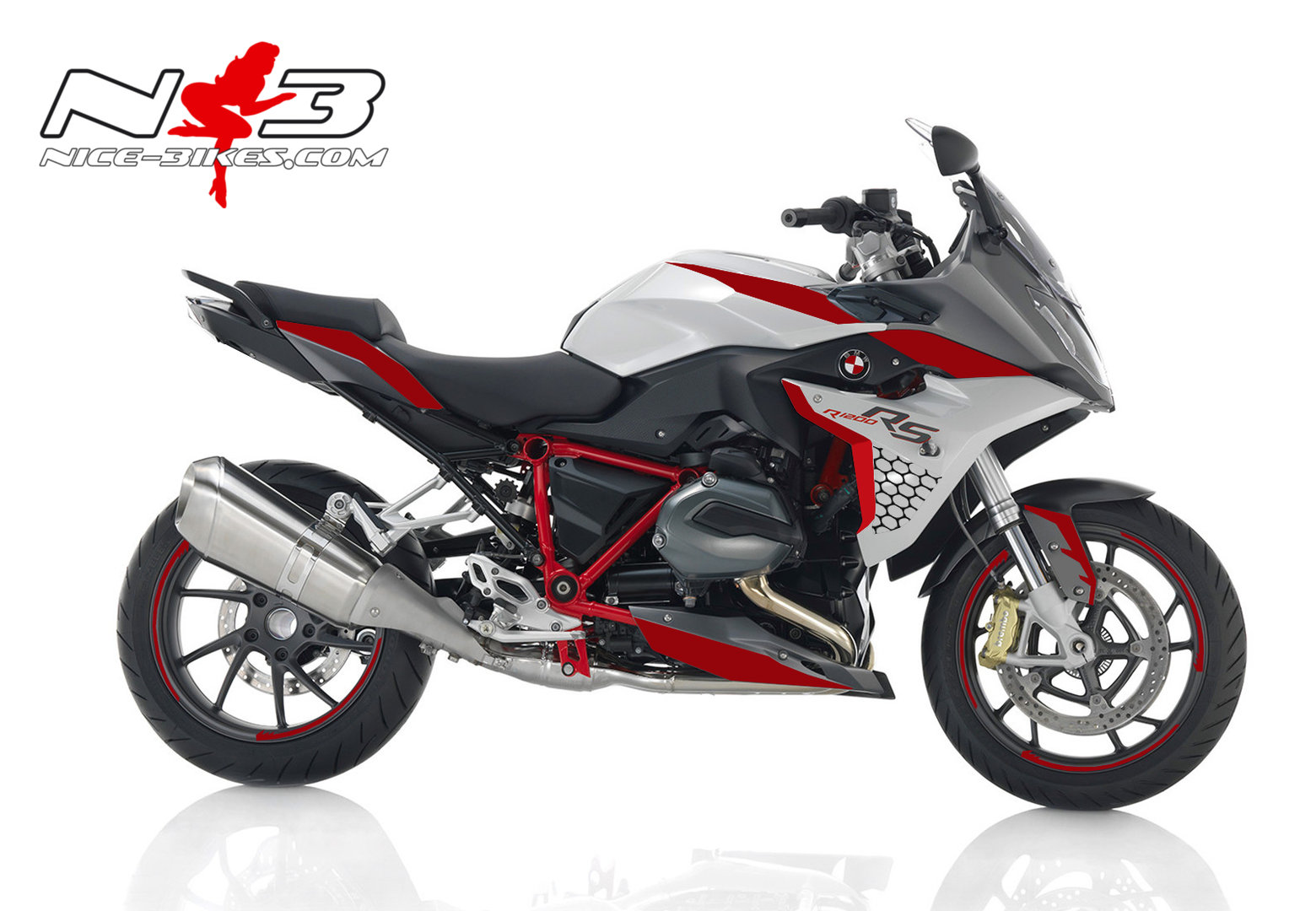 Motorrad Foliendesigns und Dekore - BMW R1200RS Edition rot auf weißer Maschine 2017 - R1200RS 2017 BMW R1200RS Edition rot auf weißer Maschine 2017