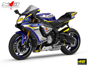 Motorrad Foliendesigns und Dekore - Shop - R1 2015 Rossi3 Race Style Yamaha R1 mit Startnummer 46 (blau gelb) Bj. 2015-