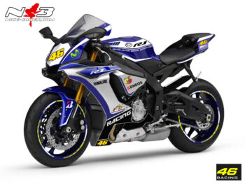 Motorrad Foliendesigns und Dekore - Shop - R1 2015 Rossi4 Race Style Yamaha R1 mit Startnummer 46 (blau weiß) Bj. 2015-
