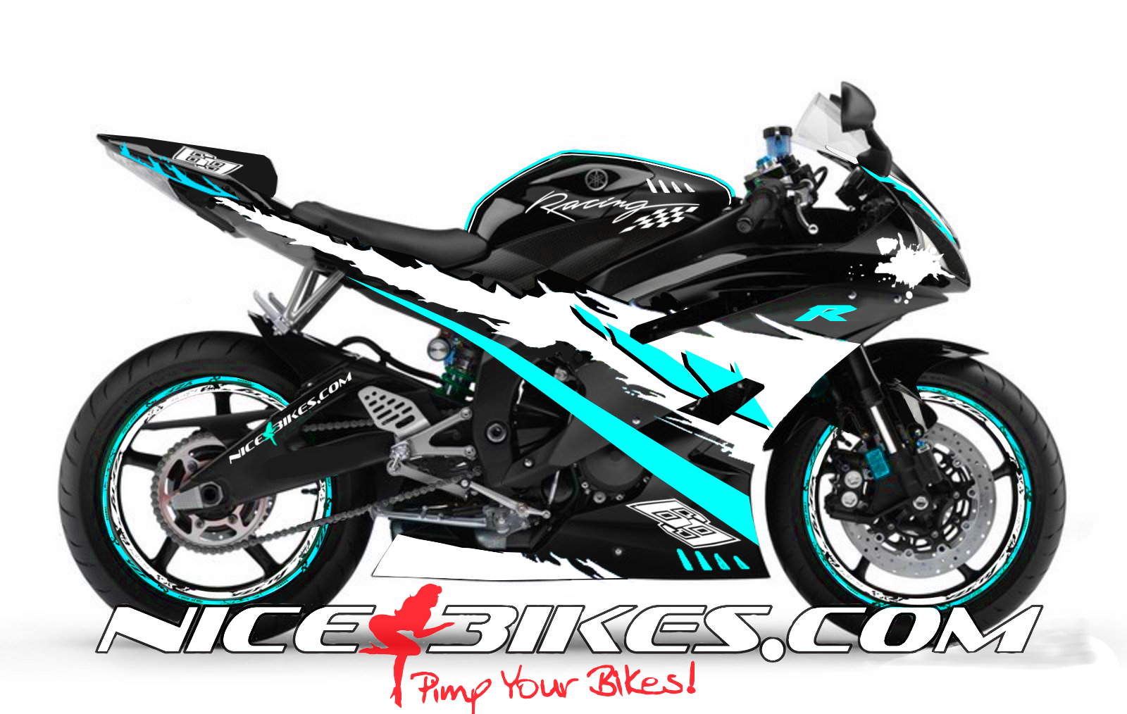 Motorrad Foliendesigns und Dekore - RACE Design R6 Hellblau - R6 NB hellblau RACE Design R6 Hellblau