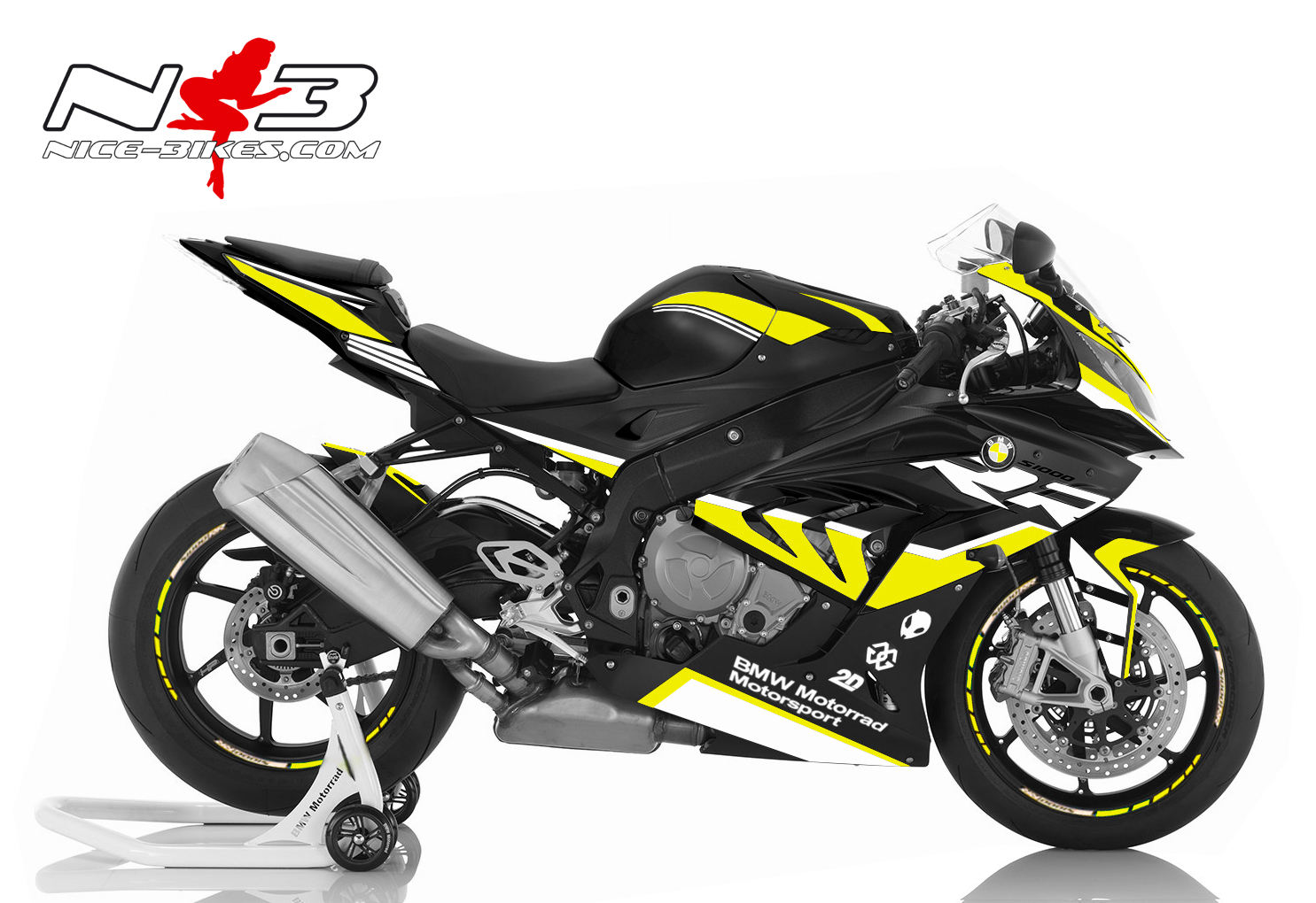 Motorrad Foliendesigns und Dekore - Dekorsatz S1000RR EDITION gelb für schwarze Maschine 2018 - RRschwarz gelb Dekorsatz S1000RR EDITION gelb für schwarze Maschine 2018