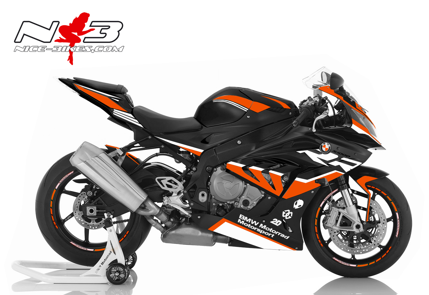 Motorrad Foliendesigns und Dekore - Dekorsatz S1000RR EDITION orange für schwarze Maschine 2018 - RRschwarz orange Dekorsatz S1000RR EDITION orange für schwarze Maschine 2018
