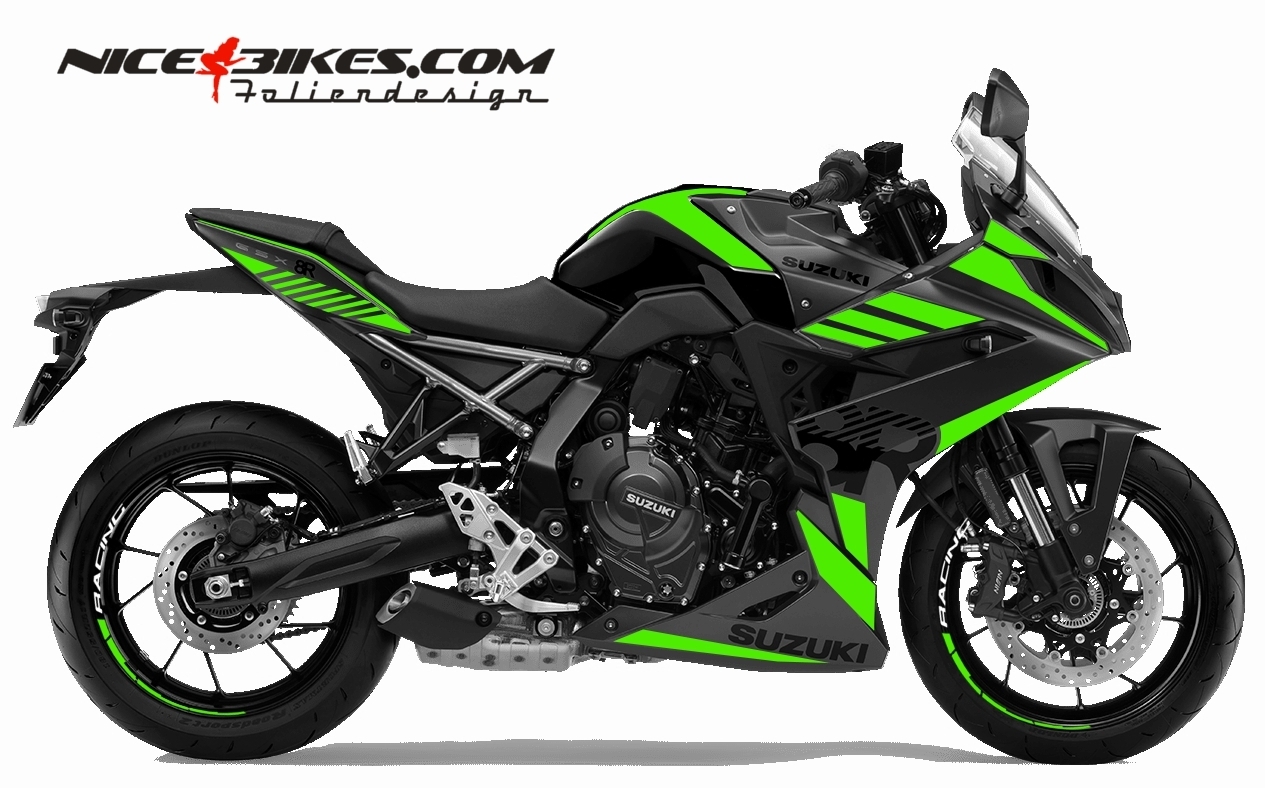 Motorrad Foliendesigns und Dekore - Foliendesign Suzuki GSX-8R Limegreen - S.GSX8R.24.064 Limegreen Foliendesign Suzuki GSX-8R Limegreen