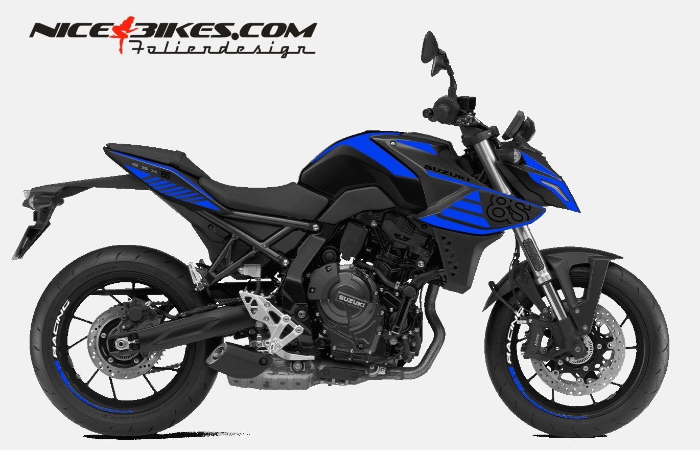 Motorrad Foliendesigns und Dekore - Foliendesign Suzuki GSX-8S 24 Racing Blue - S.GSX8S.24.057 Racing Blue Foliendesign Suzuki GSX-8S 24 Racing Blue
