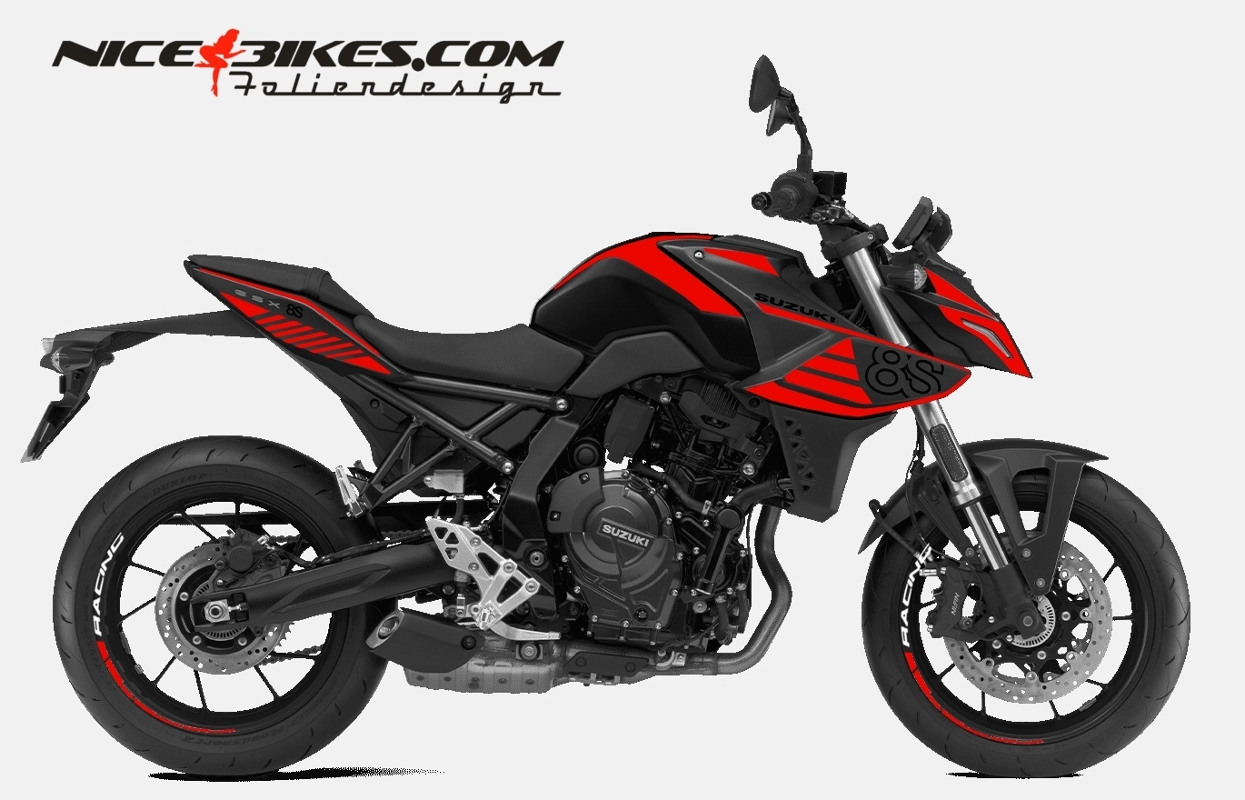 Motorrad Foliendesigns und Dekore - Foliendesign Suzuki GSX-8S 24 Racing Red - S.GSX8S.24.306 Racing Red Foliendesign Suzuki GSX-8S 24 Racing Red