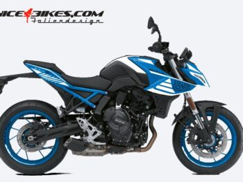 Motorrad Foliendesigns und Dekore - Shop - S.GSX8S.24B.010 Racing White Foliendesign Suzuki GSX-8S 24 Racing White auf blauer Maschine