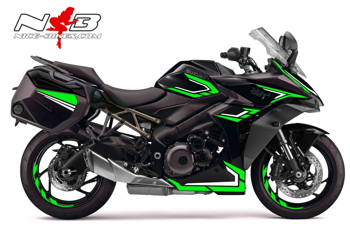 Motorrad Foliendesigns und Dekore - Foliendesign GSX-S1000GT Limegreen 2022 - S.GSXS1GT.S.22.064 Limegreen Foliendesign GSX-S1000GT Limegreen 2022