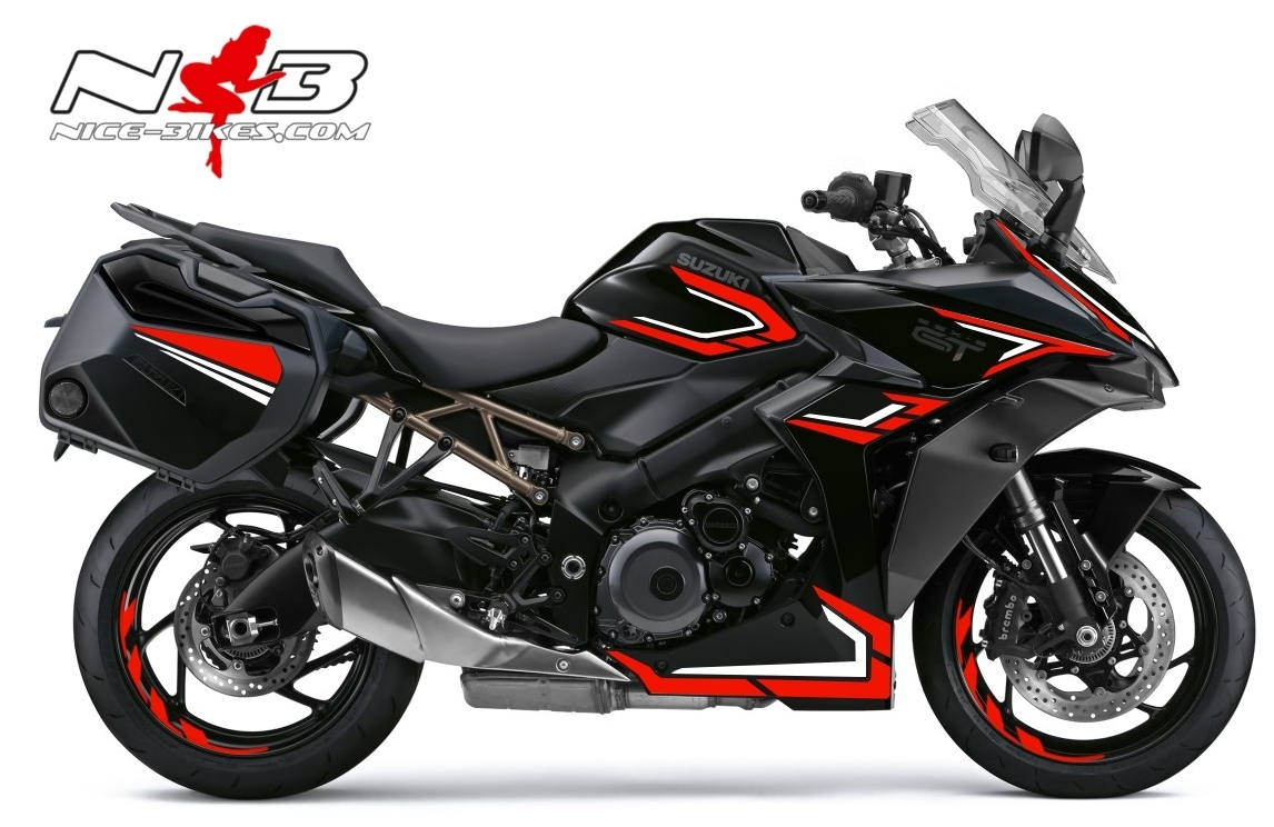 Motorrad Foliendesigns und Dekore - Foliendesign GSX-S1000GT Racing Red 2022 - S.GSXS1GT.S.22.306 Racing Red Foliendesign GSX-S1000GT Racing Red 2022