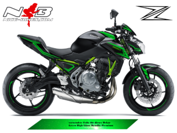 Z650 schwarz / Foliendekor mit Green High Gloss Metallic Premium Folie