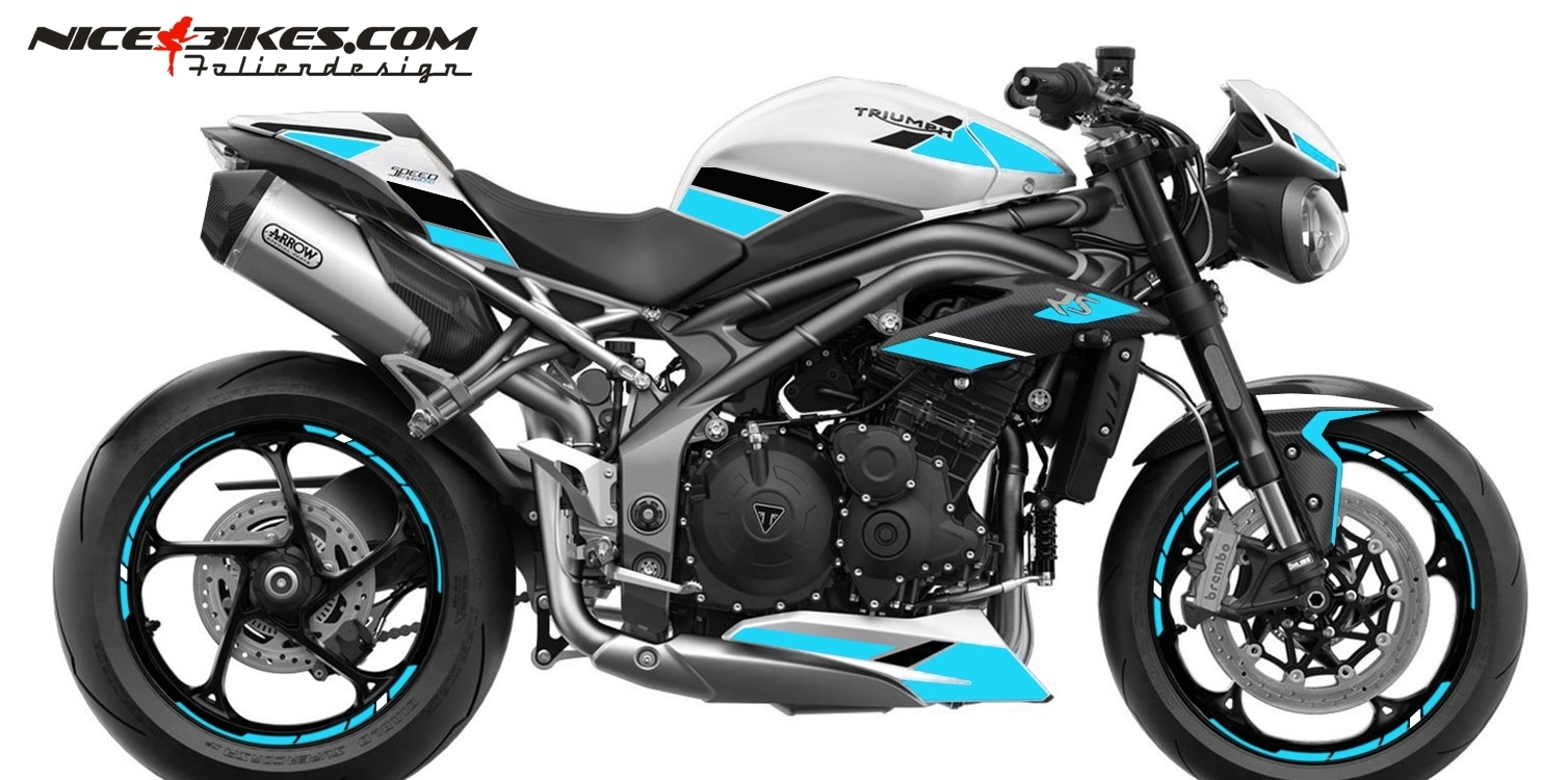 Motorrad Foliendesigns und Dekore - Foliendesign Triumph Speed Triple B.j. 2021 Light Blue - T.SP .21.W.053 Light Blue Foliendesign Triumph Speed Triple B.j. 2021 Light Blue