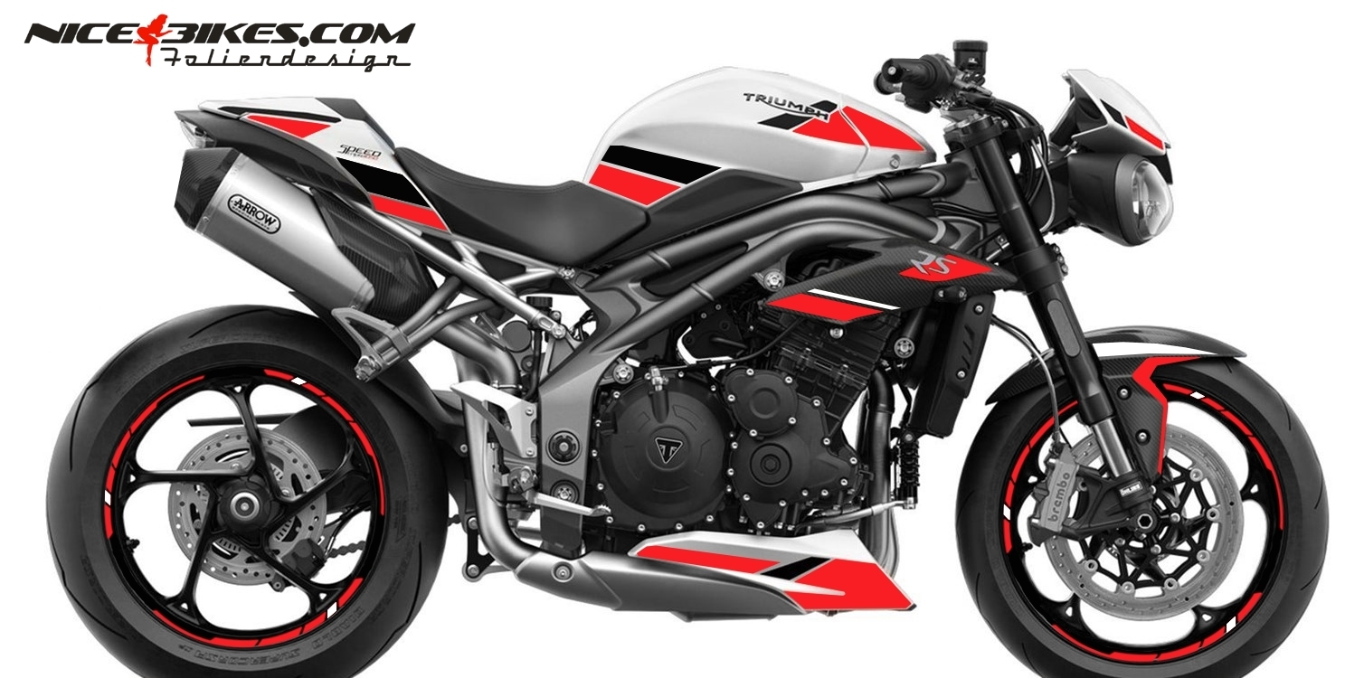 Motorrad Foliendesigns und Dekore - Foliendesign Triumph Speed Triple B.j. 2021 Racing Red - T.SP .21.W.306. Racing Red Foliendesign Triumph Speed Triple B.j. 2021 Racing Red