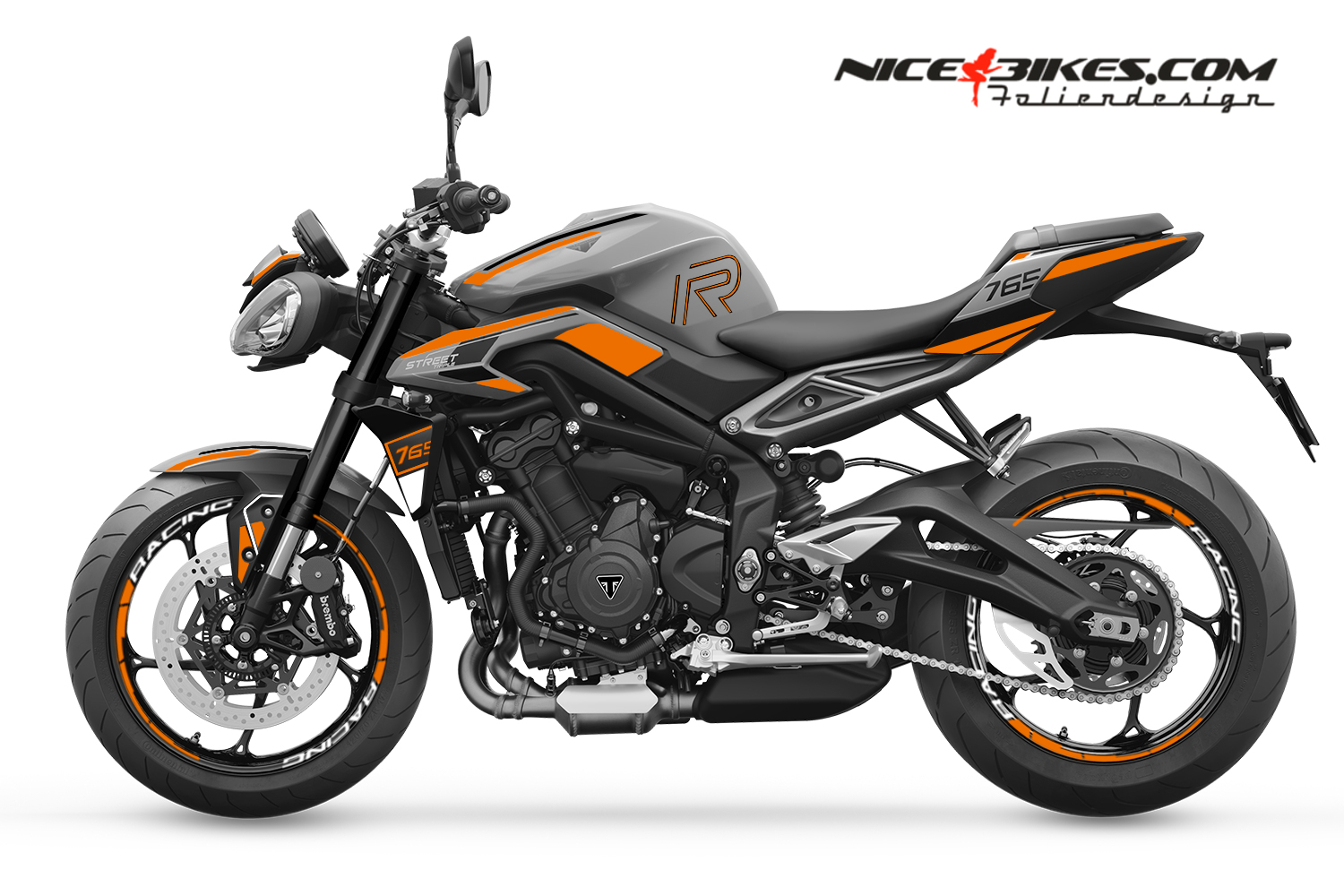 Motorrad Foliendesigns und Dekore - Foliendesign Street Triple 765 2024 Evil Orange - T.ST765.24G.034 Evil Orange Foliendesign Street Triple 765 2024 Evil Orange
