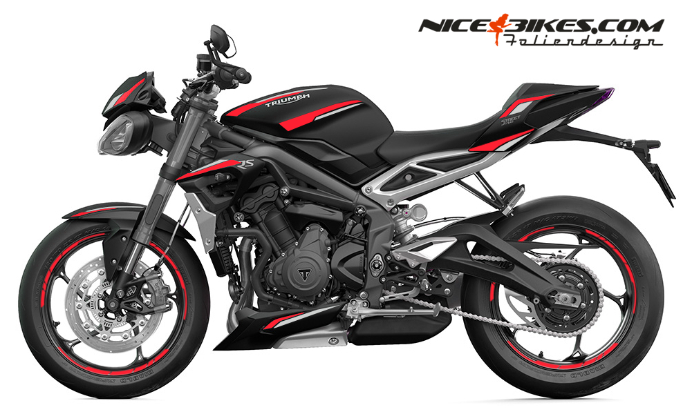 Motorrad Foliendesigns und Dekore - Foliendesign Triumph Street Triple RS B.j. 2021 Racing Red - T.ST .21.S.306 Racing Red Foliendesign Triumph Street Triple RS B.j. 2021 Racing Red
