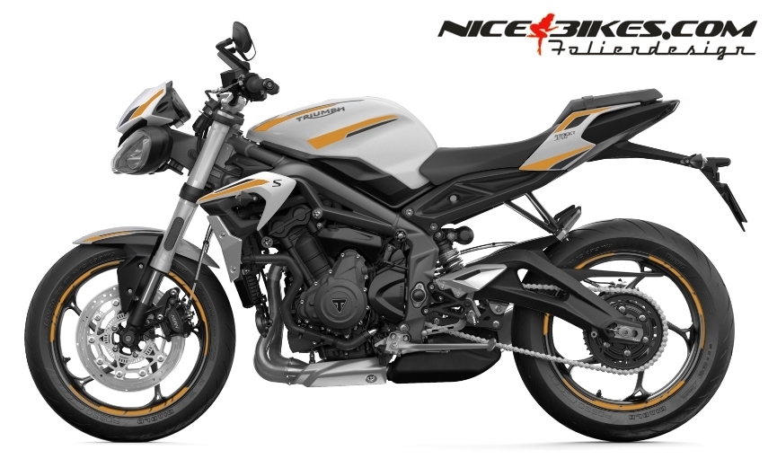 Motorrad Foliendesigns und Dekore - Foliendesign Triumph Street Triple RS B.j. 2021 Olympic Gold - T.ST .21.W.030 Olympic Gold Foliendesign Triumph Street Triple RS B.j. 2021 Olympic Gold