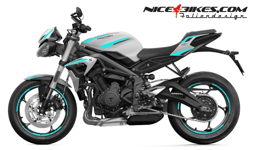 Motorrad Foliendesigns und Dekore - Foliendesign Triumph Street Triple RS B.j. 2021 Light Blue - T.ST .21.W.053 Light Blue Foliendesign Triumph Street Triple RS B.j. 2021 Light Blue