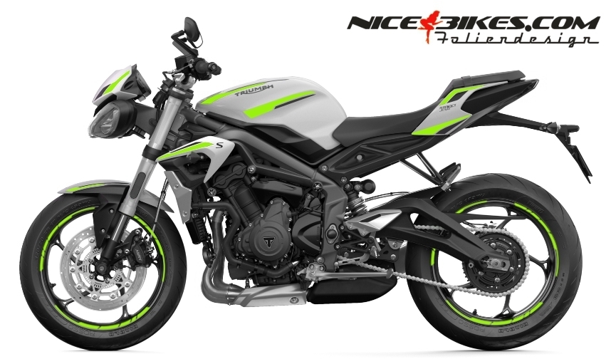 Motorrad Foliendesigns und Dekore - Foliendesign Triumph Street Triple RS B.j. 2021 Lime Green - T.ST .21.W.064 Limegreen Foliendesign Triumph Street Triple RS B.j. 2021 Lime Green