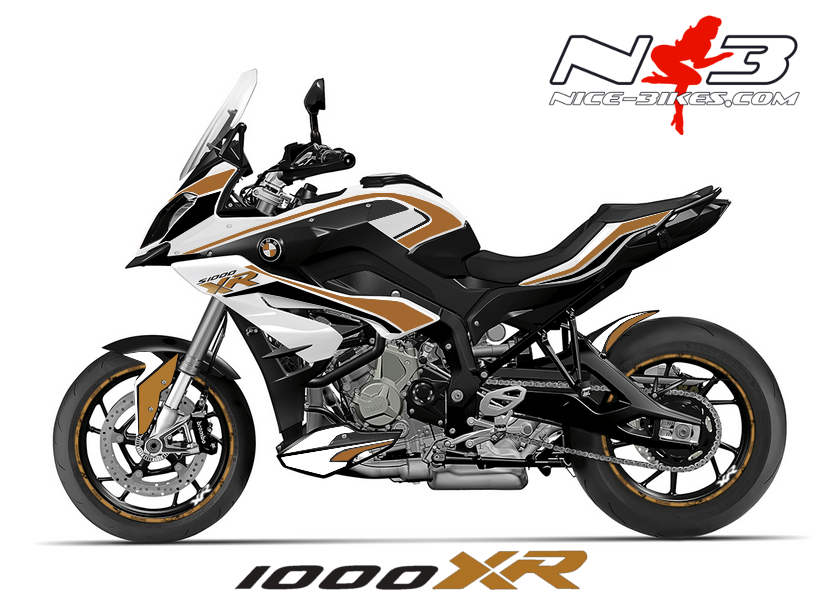 Motorrad Foliendesigns und Dekore - BMW S1000XR EDITION gold auf weißer Maschine 2015 /2016 - XR 2015 weissnb Gold BMW S1000XR EDITION gold auf weißer Maschine 2015 /2016