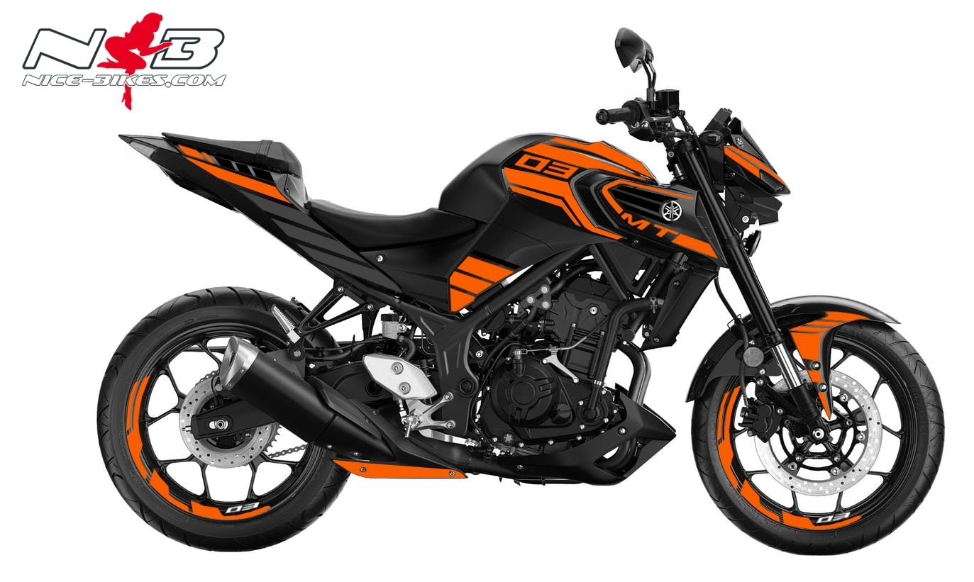 Motorrad Foliendesigns und Dekore - Foliendesign YAMAHA MT03 Bj. 2020 Evil Orange - Y.MT03.20.034 Evil Orange Foliendesign YAMAHA MT03 Bj. 2020 Evil Orange