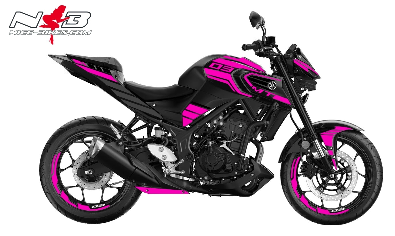 Motorrad Foliendesigns und Dekore - Foliendesign YAMAHA MT03 Bj. 2020 Pretty Pink - Y.MT03.20.077 Pretty Pink Foliendesign YAMAHA MT03 Bj. 2020 Pretty Pink
