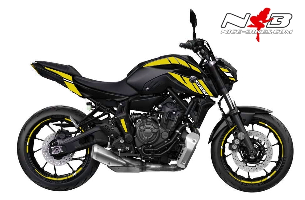 Motorrad Foliendesigns und Dekore - Foliendesign YAMAHA MT07 B.j. 2021 Hornet Yellow - Y.MT07.21.S.021 Hornet Yellow Foliendesign YAMAHA MT07 B.j. 2021 Hornet Yellow