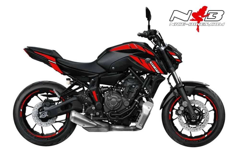 Motorrad Foliendesigns und Dekore - Foliendesign YAMAHA MT07 B.j. 2021 Racing Red - Y.MT07.21.S.306 Racing Red Foliendesign YAMAHA MT07 B.j. 2021 Racing Red