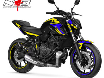 Motorrad Foliendesigns und Dekore - Shop - Y.MT07.22.S.221 Noen Yellow Racing Blue Foliendesign MT-07 Neon Yellow - Racing Blue