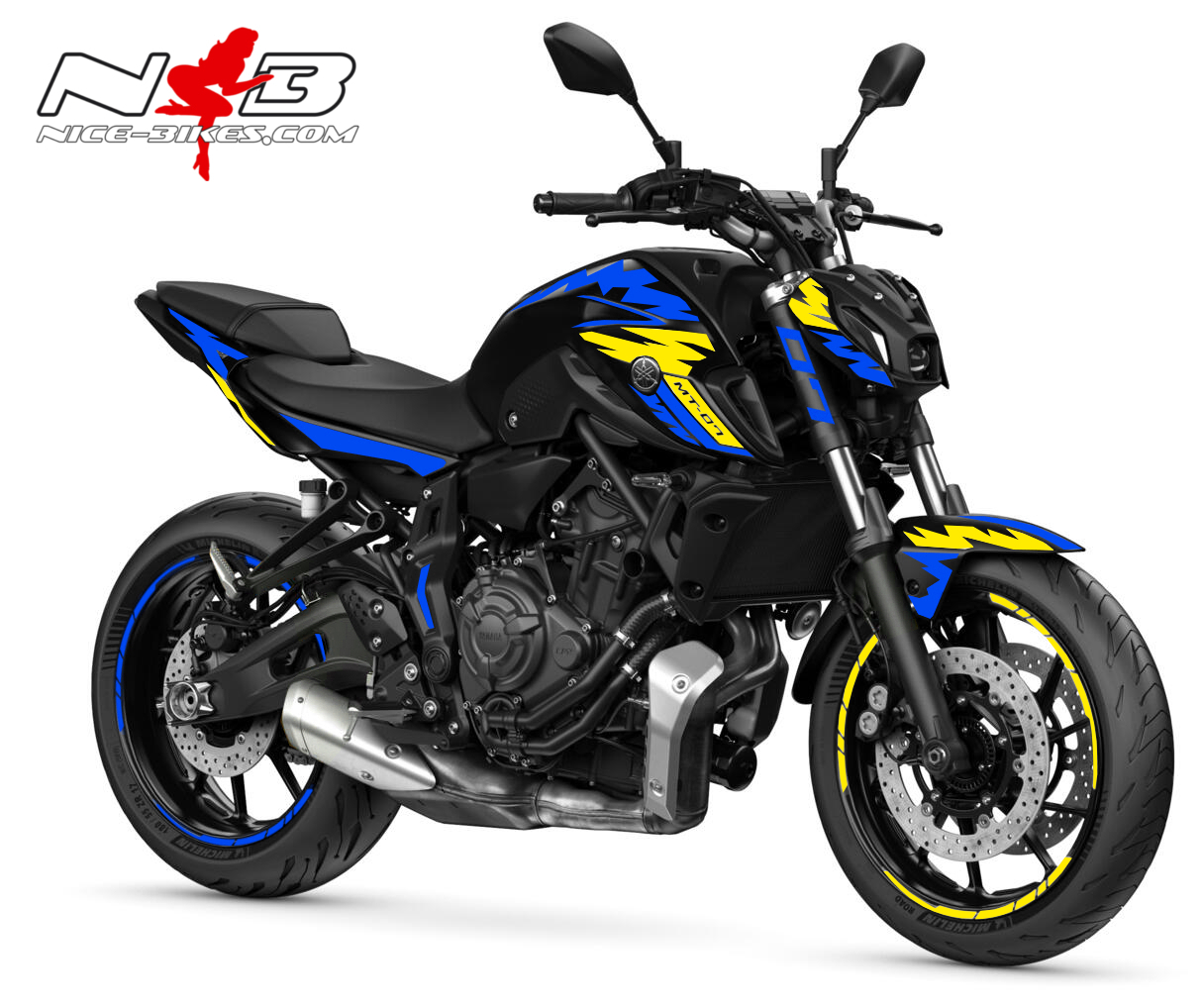 Motorrad Foliendesigns und Dekore - Foliendesign MT-07 Racing Blue - Neon Yellow - Y.MT07.22.S.222 Racing Blue Neon Yellow Foliendesign MT-07 Racing Blue - Neon Yellow
