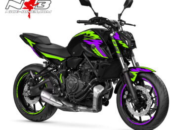 Motorrad Foliendesigns und Dekore - Shop - Y.MT07.22.S.331 Limegreen Manga Violett Foliendesign MT-07 Limegreen - Manga Violett