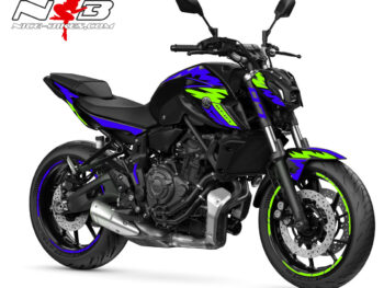 Motorrad Foliendesigns und Dekore - Shop - Y.MT07.22.S.333 Racing Blue Limegreen Foliendesign MT-07 Racing Blue - Limegreen