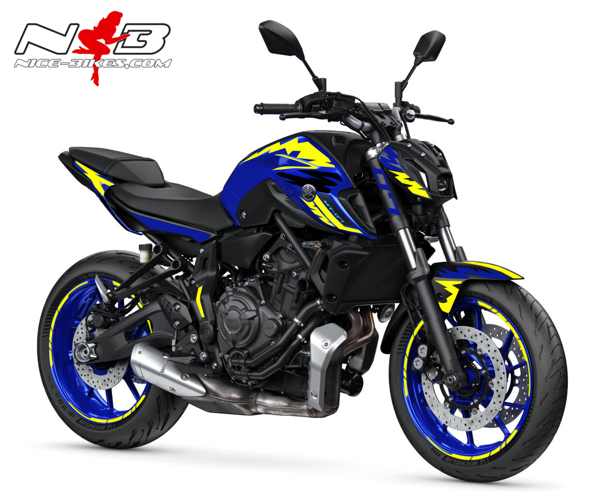 Motorrad Foliendesigns und Dekore - Foliendesign YAMAHA MT-07 Neon Yellow - Y.MT07.B22.S.600 Neon Yellow Foliendesign YAMAHA MT-07 Neon Yellow