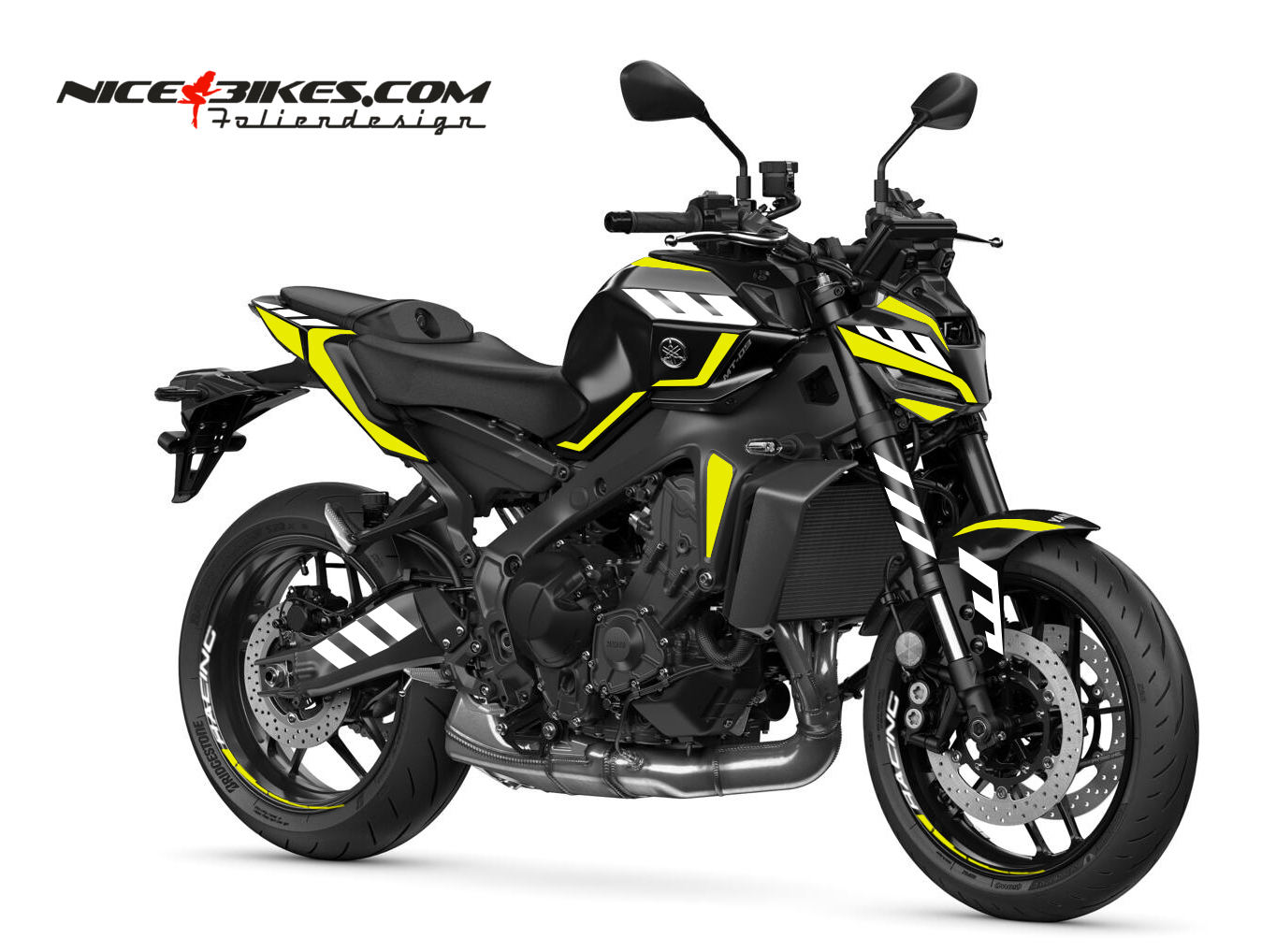 Motorrad Foliendesigns und Dekore - Foliendesign Yamaha MT09 24 Hornet Yellow 2 - Y.MT09.24.021 Hornet Yellow Foliendesign Yamaha MT09 24 Hornet Yellow 2