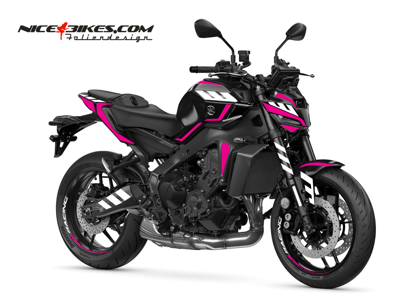 Motorrad Foliendesigns und Dekore - Foliendesign Yamaha MT09 24 Pretty Pink 2 - Y.MT09.24.077 Pretty Pink Foliendesign Yamaha MT09 24 Pretty Pink 2
