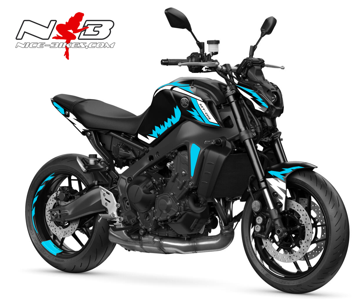 Motorrad Foliendesigns und Dekore - Foliendesign YAMAHA MT-09 Bj. 2022 Light Blue - Y.MT09.S.22.053 Lihgt Blue Foliendesign YAMAHA MT-09 Bj. 2022 Light Blue